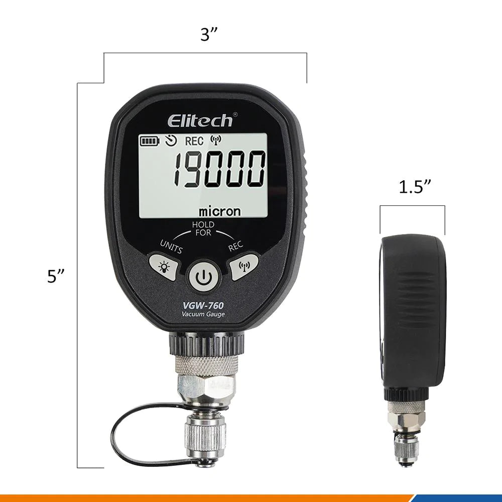 Elitech VGW-760 Wireless Digital Vacuum Gauge with Alarm 8 Units