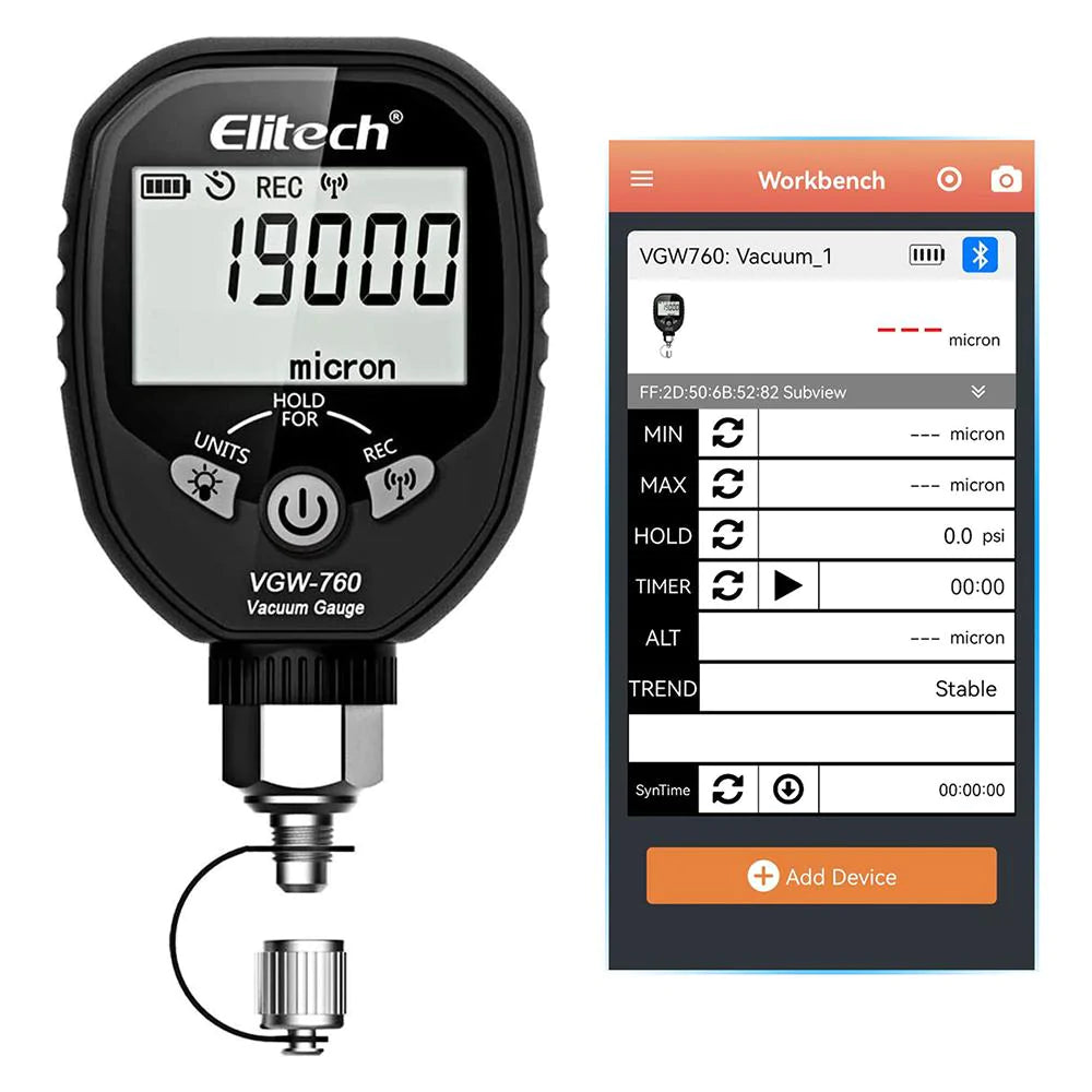 Elitech VGW-760 Wireless Digital Vacuum Gauge with Alarm 8 Units